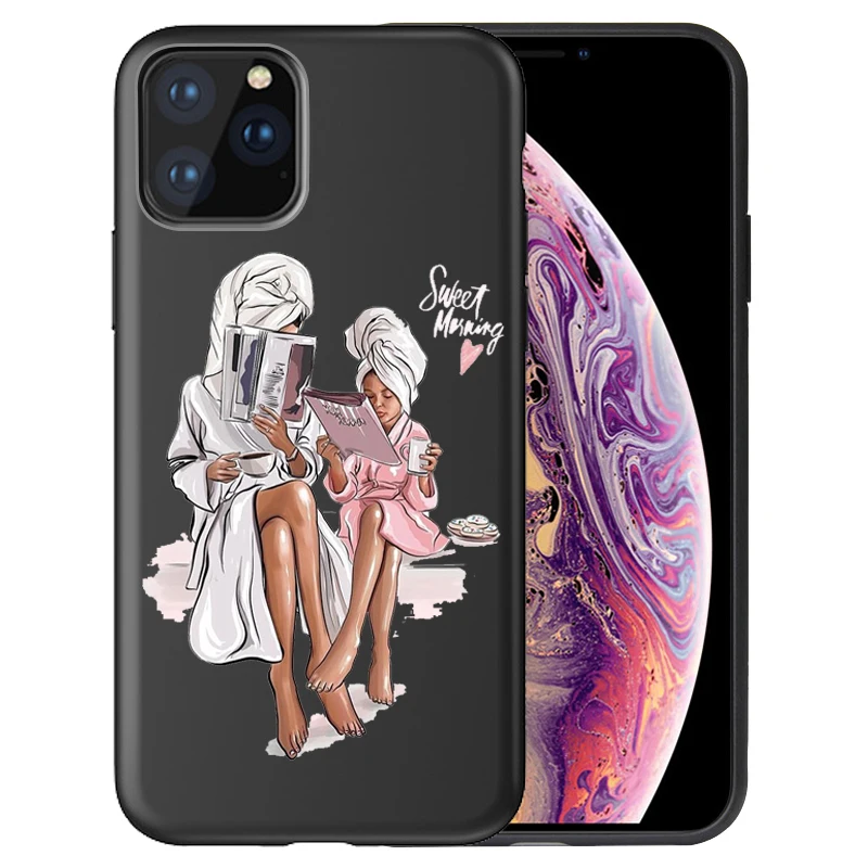 Fashion Super Mom Baby Girl Phone Case For iphone 11 11Pro Max Family Case for Capa iPhone 11 Case Etui - Цвет: 14