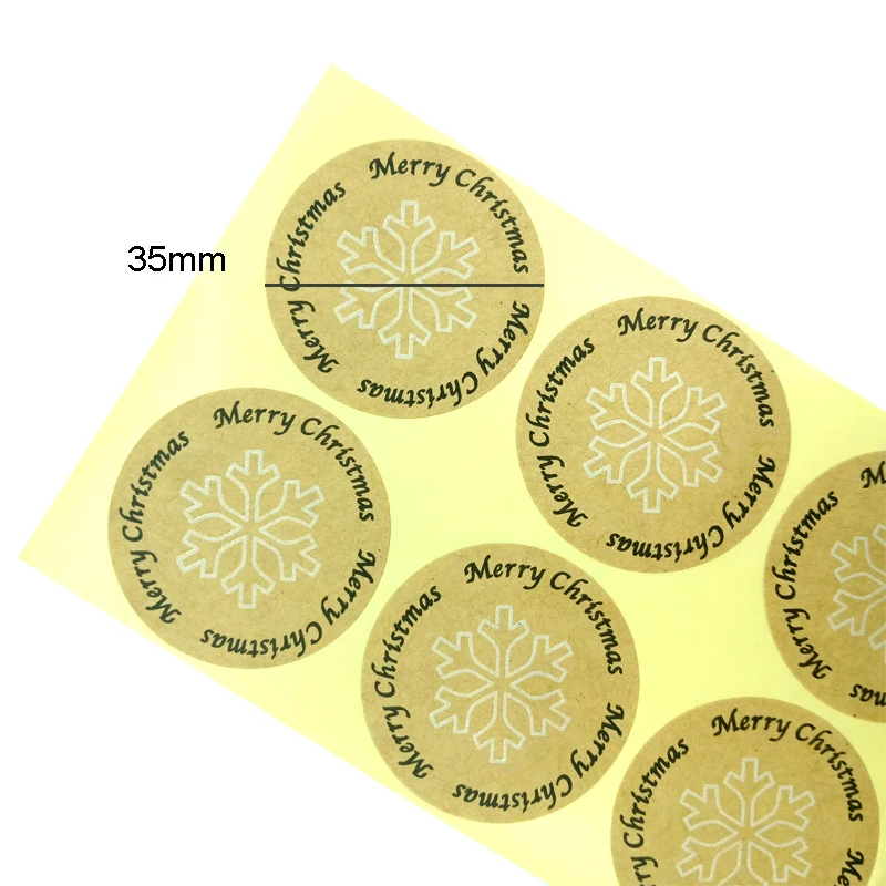 100 шт крафт креативные рождественские снежные круглые упаковочные наклейки 35 мм Подарочная Уплотнительная наклейка для ручной работы DIY Note Lable вечерние подарочные поставки