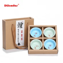 Изысканные 4 шт керамические 3D золотые рыбки чашки, Путешествия Чайный чаша чайный набор кунг-фу китайские чайные чашки наборы Китай Чайные чашки набор посуда для напитков подарок