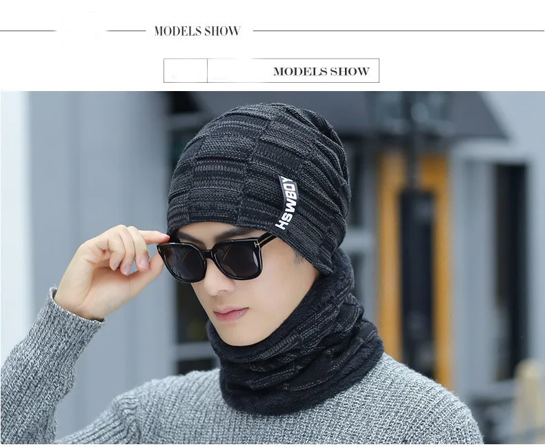 Новые зимние шапочки Skullies для женщин мужские шерстяные шарфы головные уборы, Балаклава маска Knitted шапка вязаная