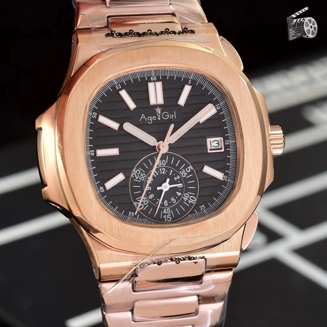 

Luxury Brand New Automatic Mechanical Men Watch Sapphire Multiple Time Zone Transparent Rose Gold Moon Phase Watches Black Blue