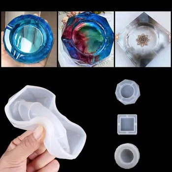 

3PCS Ashtray Silicone Mold Kit Transparent DIY Resin for Beginners Crystal Jewelry Mold Set Epoxy Resin Kits