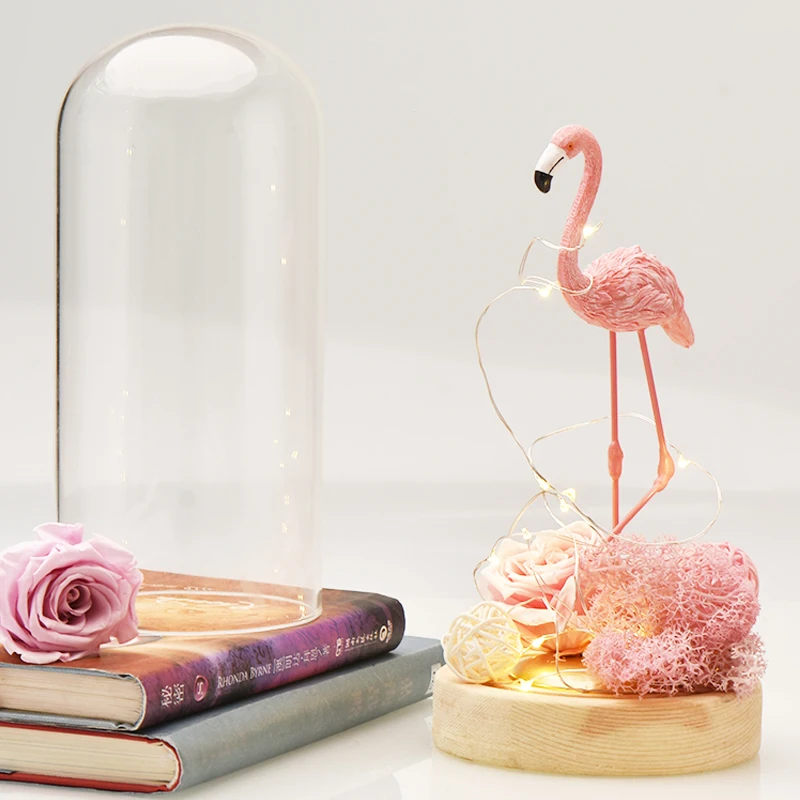 Прямая поставка светодиодная подсветка Розовый Фламинго вечная роза