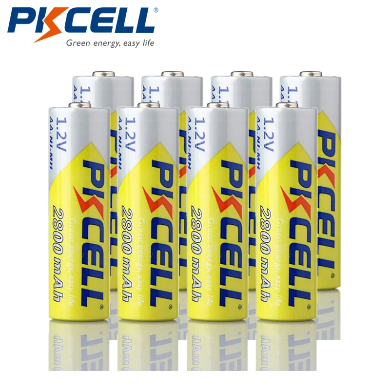 PKCELL Ni-MH AA батареи 2600 mAh-2800 mAh 1,2 V NiMh аккумуляторная батарея 2A батарея для фонариков камера игрушки - Цвет: 8PCS AA