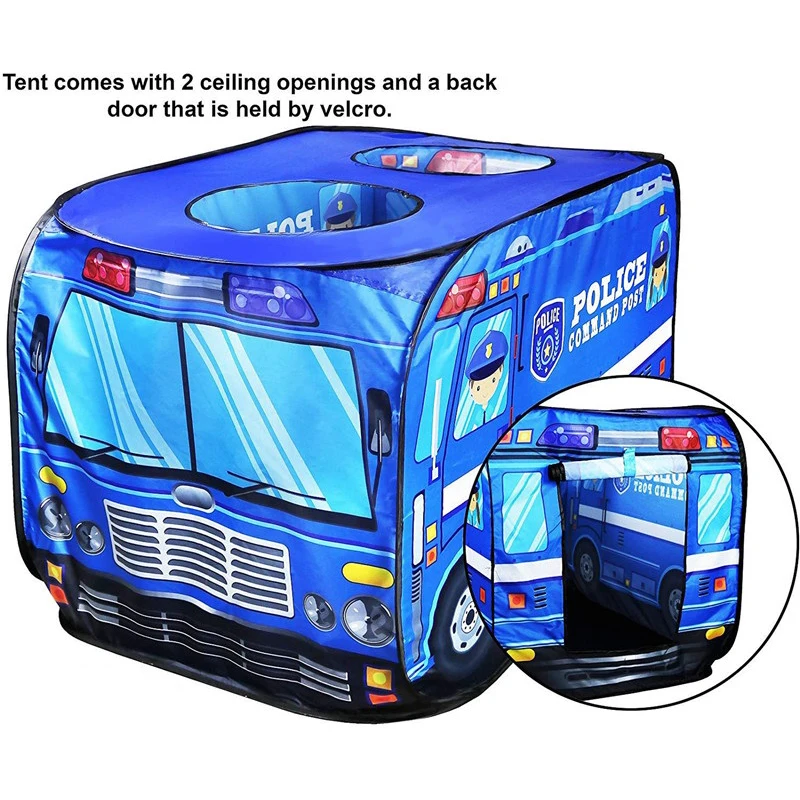Foldable Game Play House Fire Truck Police Bus Pop Up Toy Tent Playhouse Cloth Gift For Children Firefighting Model Dopship 6