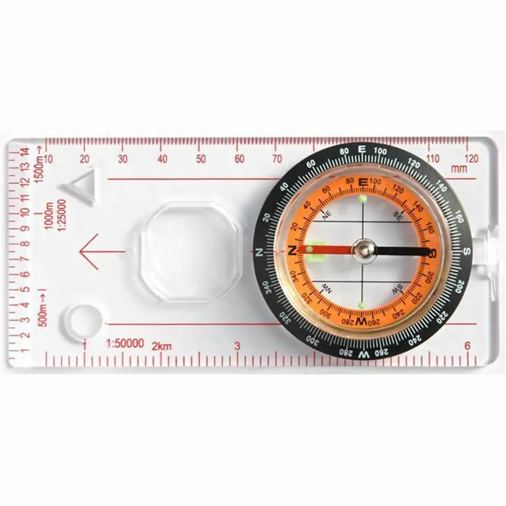 1pc Outdoor Hiking Camping Compass Map Scale Ruler Multifunctional Equipment  TM 