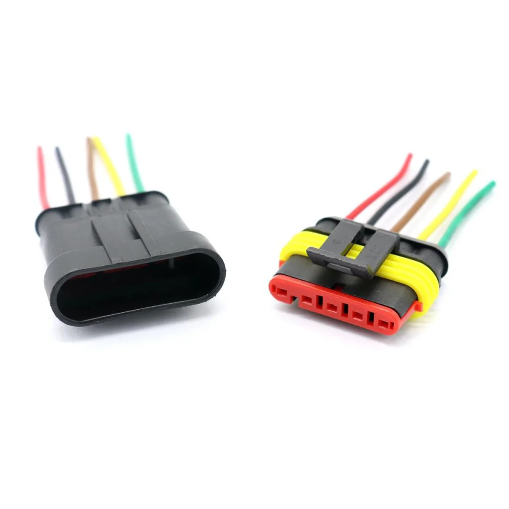 Support 5 Pin Way Car Auto Waterproof Electrical Connector Plug Socket Kit with Wire AWG Gauge Marine Pack of 5