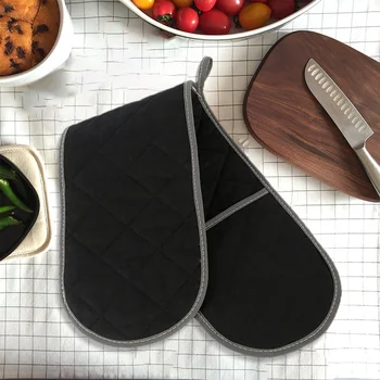 

Double-headed Microwave Glove Heat Resistant Thick Cotton Oven Mitts and Potholder Mat for BBQ or Kitchen Cooking
