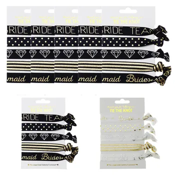 

7PCS Team Bride Bridesmaid Gifts Hair Tie Wristband Bracelet Bachelorette Hen Party Wedding Bridal Shower Decoration HL46
