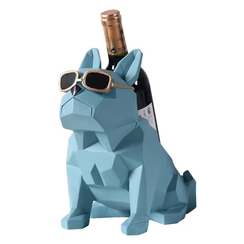 

Abstract Geometry Bulldog Statue Wine Bottle Rack Decorative Resin Pit Bull Dog Wine Holder Display Barware Gift Craft Ornament