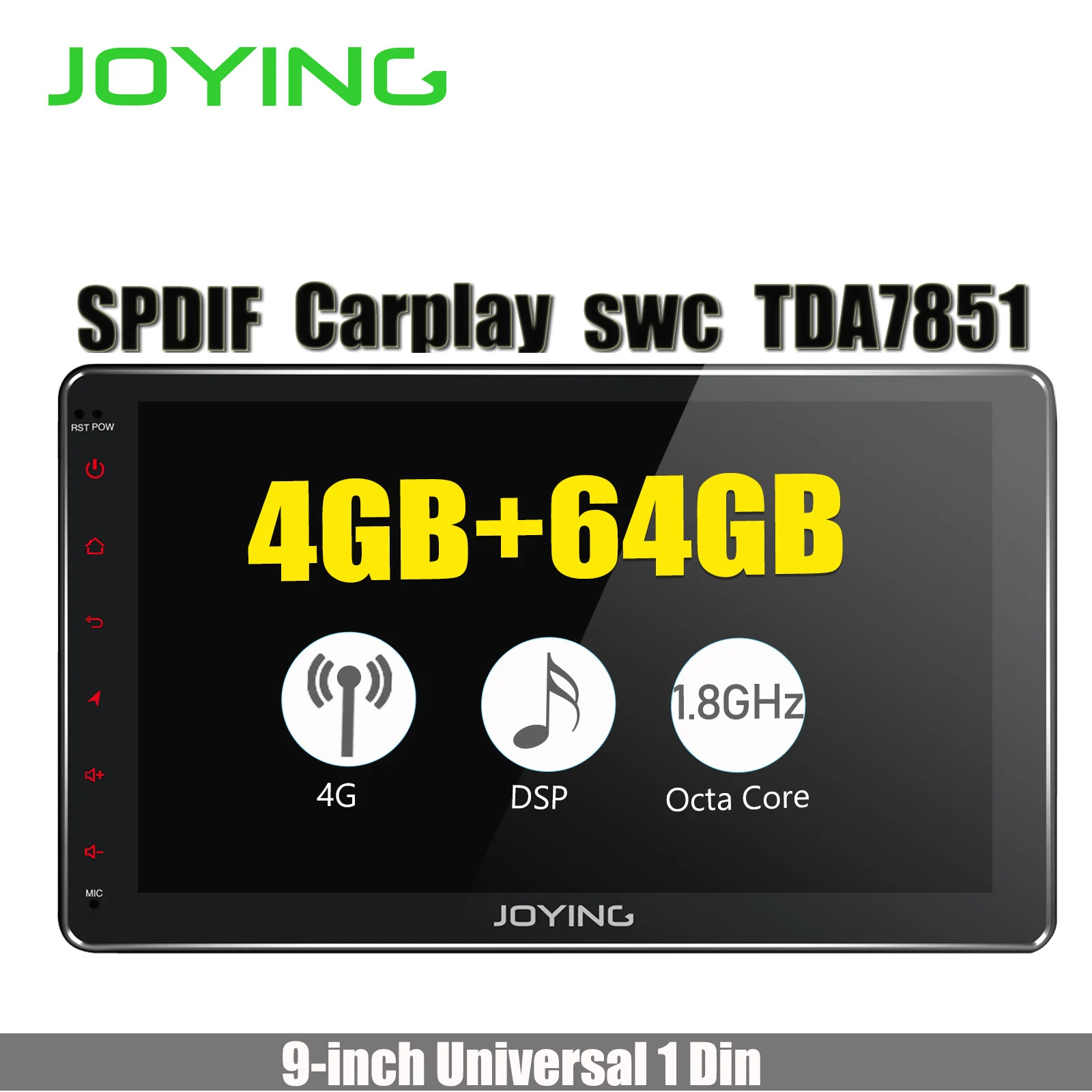 

9" Android Car Radio Stereo 4GB +64GB Octa Core Head Unit Multimedia Player Built-in 4G Modem DSP Wireless Carplay Android Auto