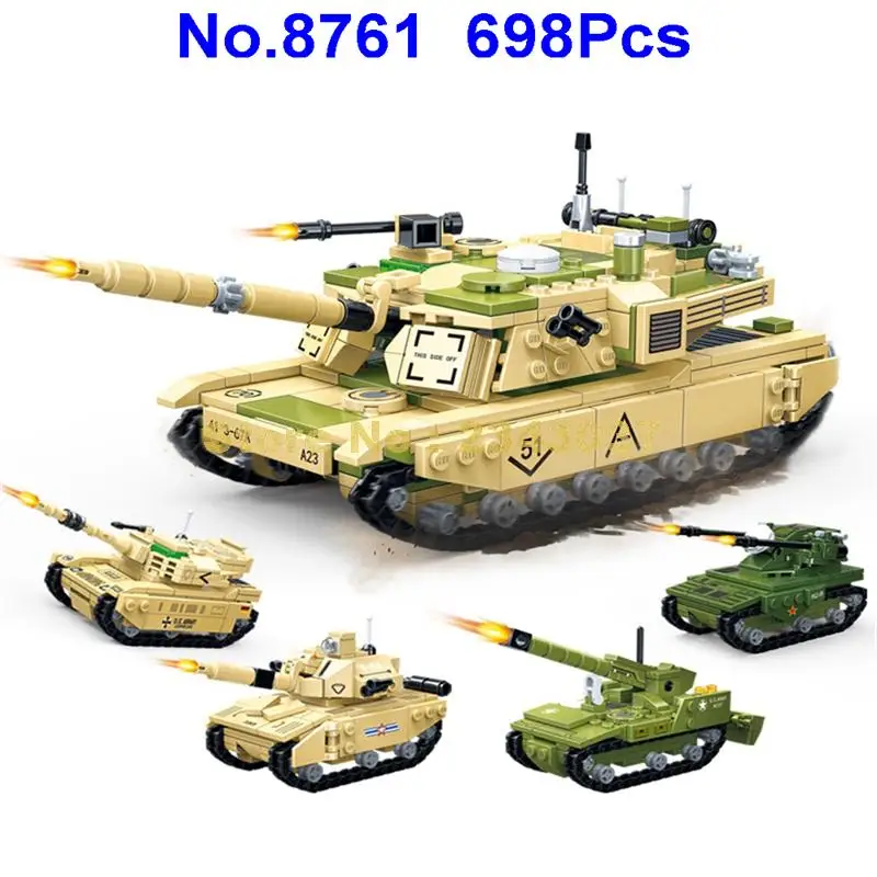 8761 698 штук военный 4in1 M1a2 бак леопарда 2a6 T55 M107 самоходная зенитная пушка 4 Ww2