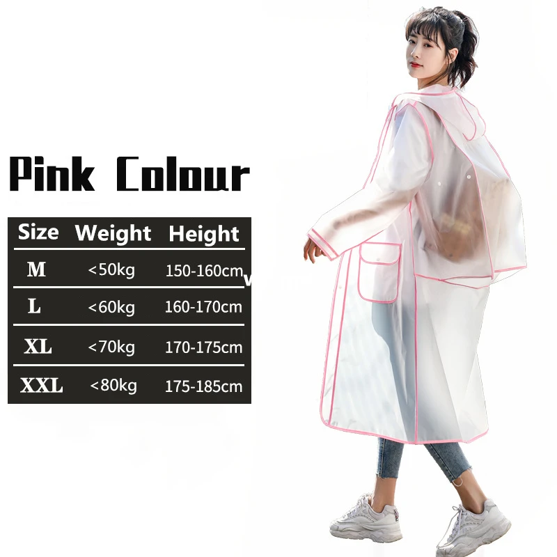 Raincoat Poncho Waterproof Transparent Eva Clear Long Ladies Men Fashion Hooded With Schoolbag space