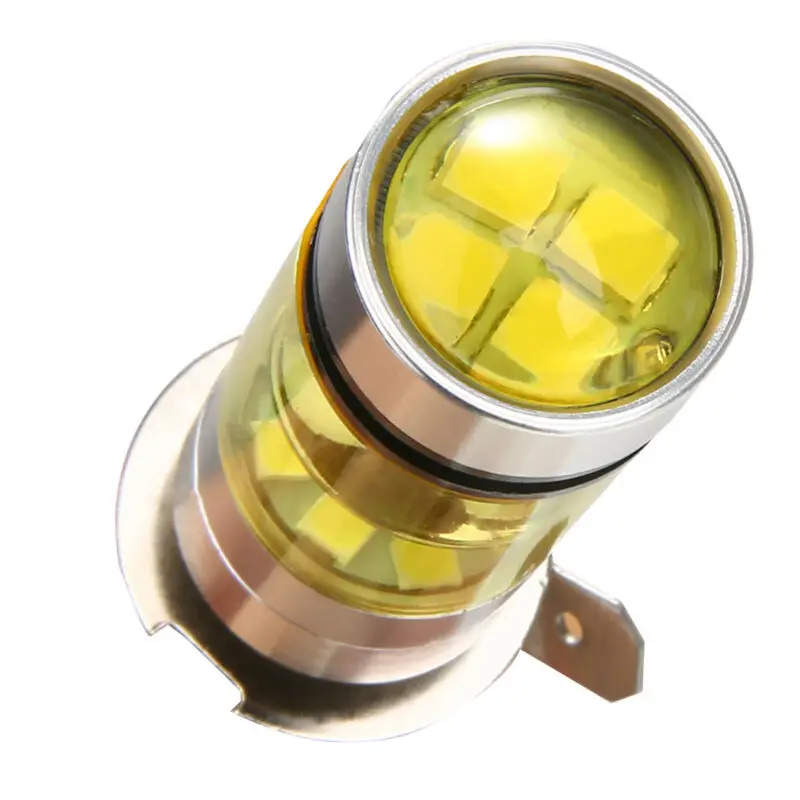 2 шт H3 100W 2828SMD светодиодный супер яркий автомобильный противотуманный светильник, задний светильник, желтый 12-24V* Изготовлен из высококачественного материала
