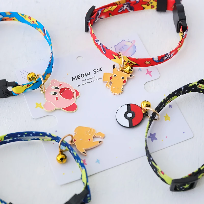 Newest Original Pokemon Cat Dog Collar Adjustable Bells Kitten Puppy Cute Fashion Collars Vogue Memory Pet Accessories Supplier dog collars engraved buckle