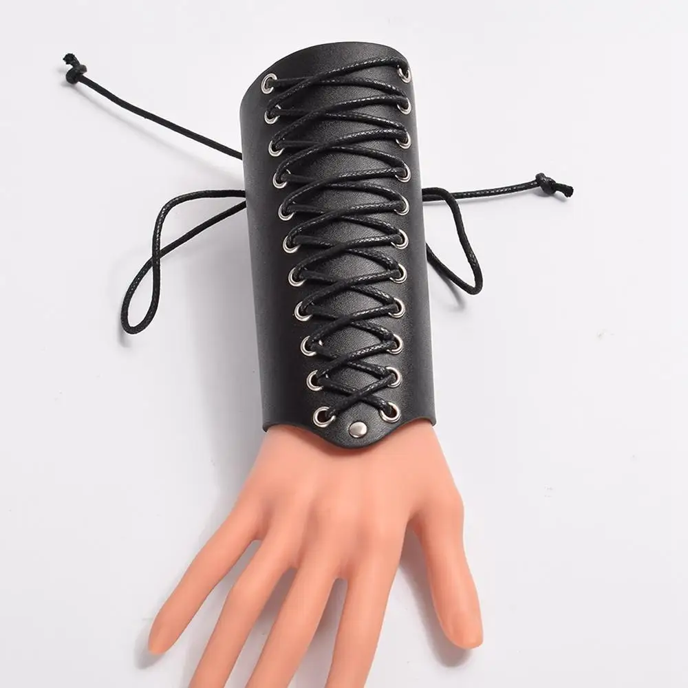 Средневековые Доспехи перчатки костюм манжеты Bracer Мужчины стимпанк воин гаунтлет Ренессанс Рыцари Тамплиер кожа на шнуровке браслет