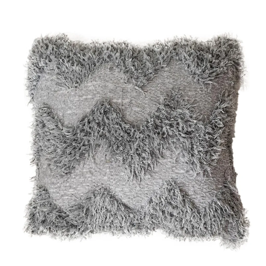 Pillowcase New Simple Three-dimensional Flower Feather Decoration Pillowcase Sofa Cushion Pillow Cover Poszewka Na Poduszki#20