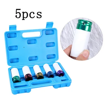 

5pcs Hex Socket Adapter Set 15mm 17mm 19mm 21mm 22mm Car Wheel Nut Remover Wheel Nut Removal Tool Set Car Repair Tool Kit Box