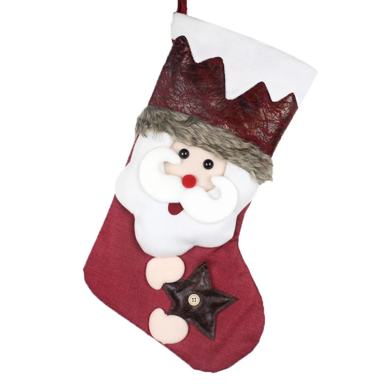 50CM Christmas Stocking Gifts Santa Claus Snowman Stocking Elk Christmas Stocking Party Gifts Decoration - Цвет: XOL0165A