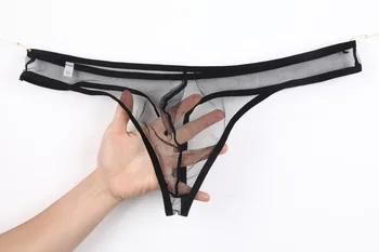 

Mens Sexy Underwear Mesh Thongs Men Ultra Thin Transparent Comfortable G Strings Low Rise Mesh U Pouch Male T-back Bikini