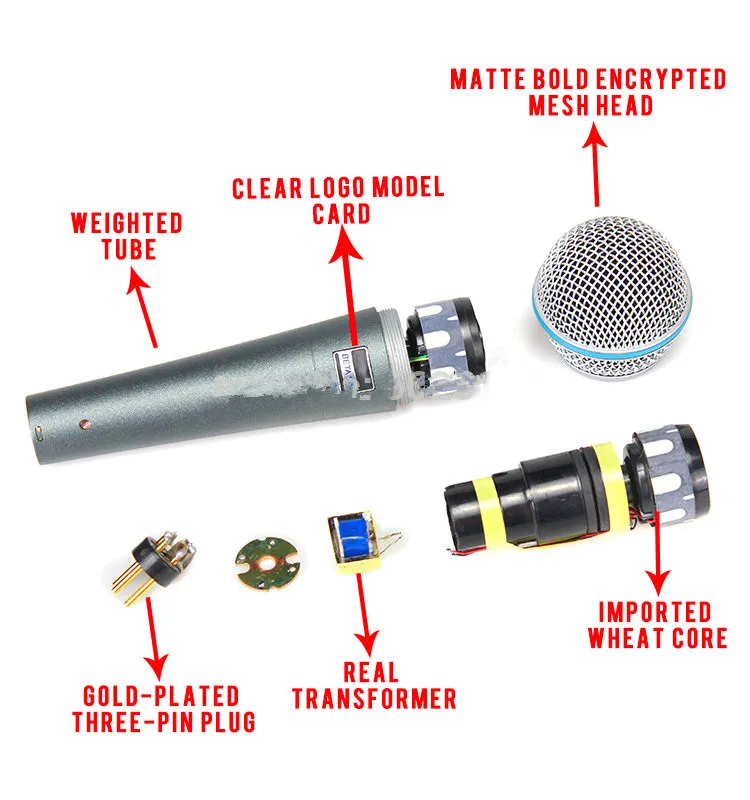 Dinâmico para Beta Sistema de Ensino Transformador! Profissional Handheld Microfone 58a Igreja Karaoke Cantar Jogos Bt58a - Image 3
