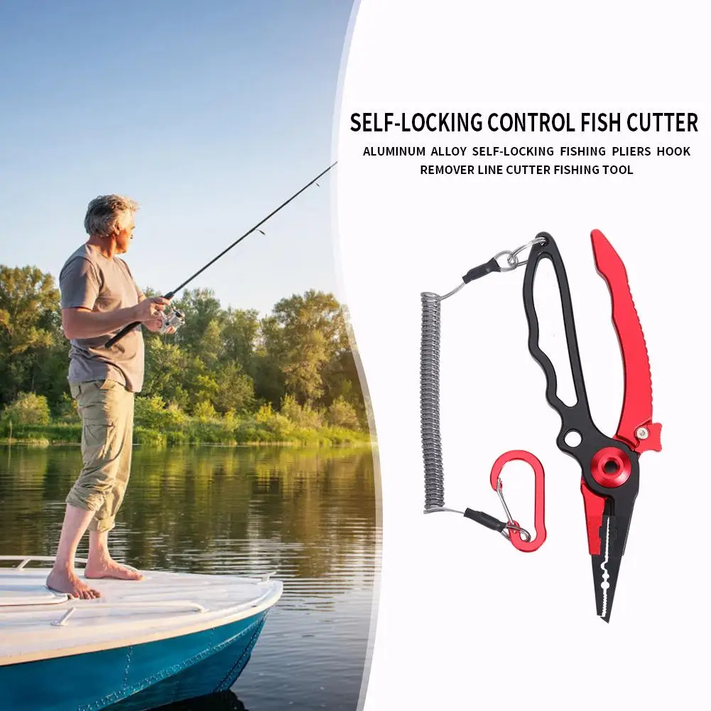 

Aluminum Alloy Fishing Pliers With Self-locking Latch Fishing Line Cutter High Quality Fish Hook Remover Tools