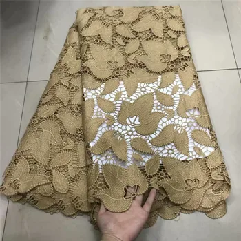 

Latest Guipure Lace Cord Lace Embroiderey French African Golden Cord Lace Fabric High Quality Nigeria Lace Fabric For Wedding