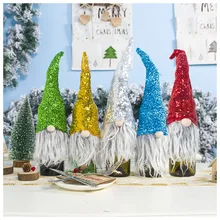 Творческий Санта Клаус блесток крышка для бутылки вина для рождественской вечеринки декор для на стол для домашнего ужина шампанское вино бутылочные крышки на Рождество