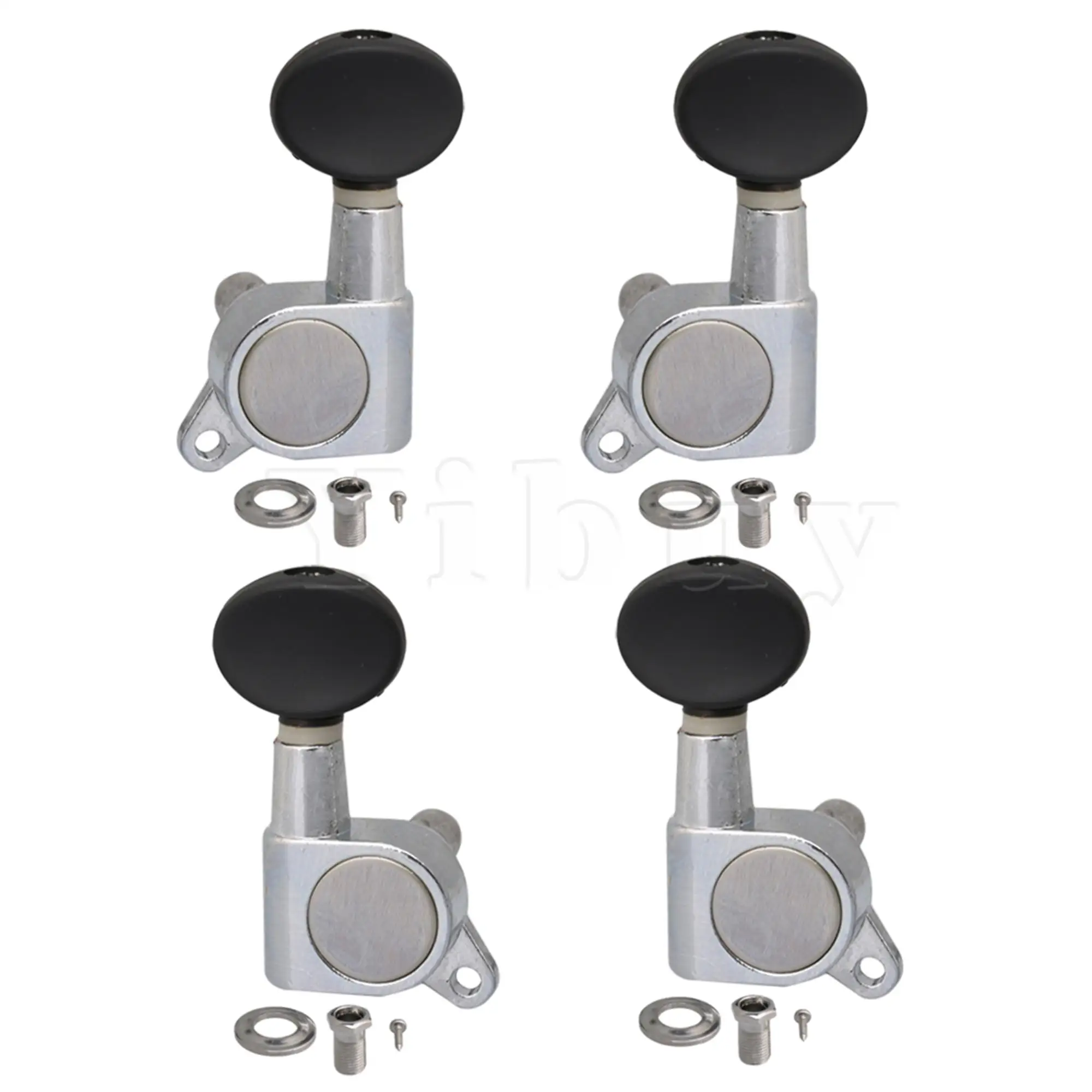Yibuy 4PCS Ukulele 2R2L Chrome geared Machine Heads w/ Mounting Screws | Спорт и развлечения