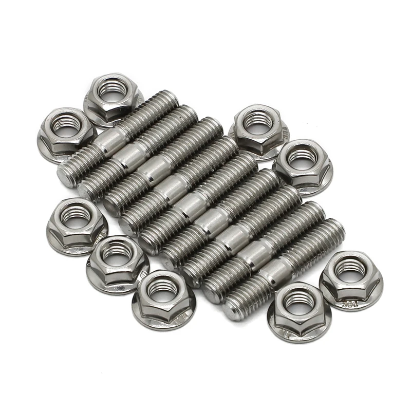 Auto Fasteners M8*40 Exhaust Manifold Stud Serrated Nuts Bolts Screws Honda Civic Acura Integra V3 B D Series Stainless Steel Exhaust Stud