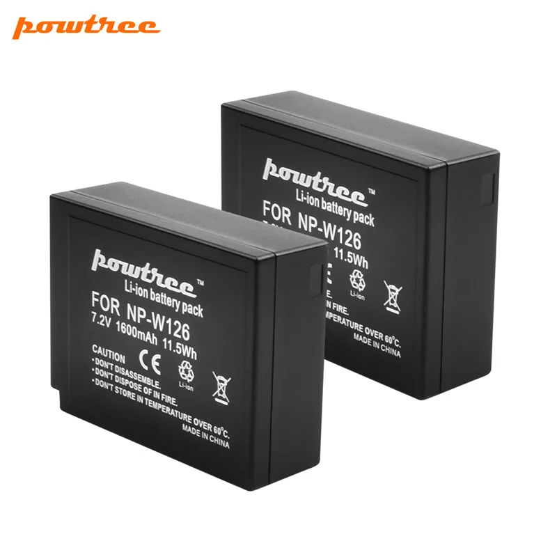 Powtree для ЖК-дисплея с подсветкой Fujifilm 7,2 V 1600 мА/ч, NPW126 NP W126 NP-W126 Перезаряжаемые Батарея+ автомобиля Зарядное устройство для X-A1 X-T1 X-M1XPro1 HS30EXR - Цвет: 2 Battery