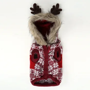 

Thick Pet Clothes Warm And Furry Collar Large Dog Clothes Christmas Antlers Dog Sweater Winter Cotton-padded Clothes