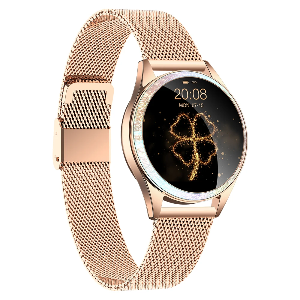 KingWear KW20, водонепроницаемые женские Смарт-часы, модные, с монитором сердечного ритма, подсчет шагов, напоминание о малоподвижности, Bluetooth, Смарт-часы для женщин - Color: gold steel