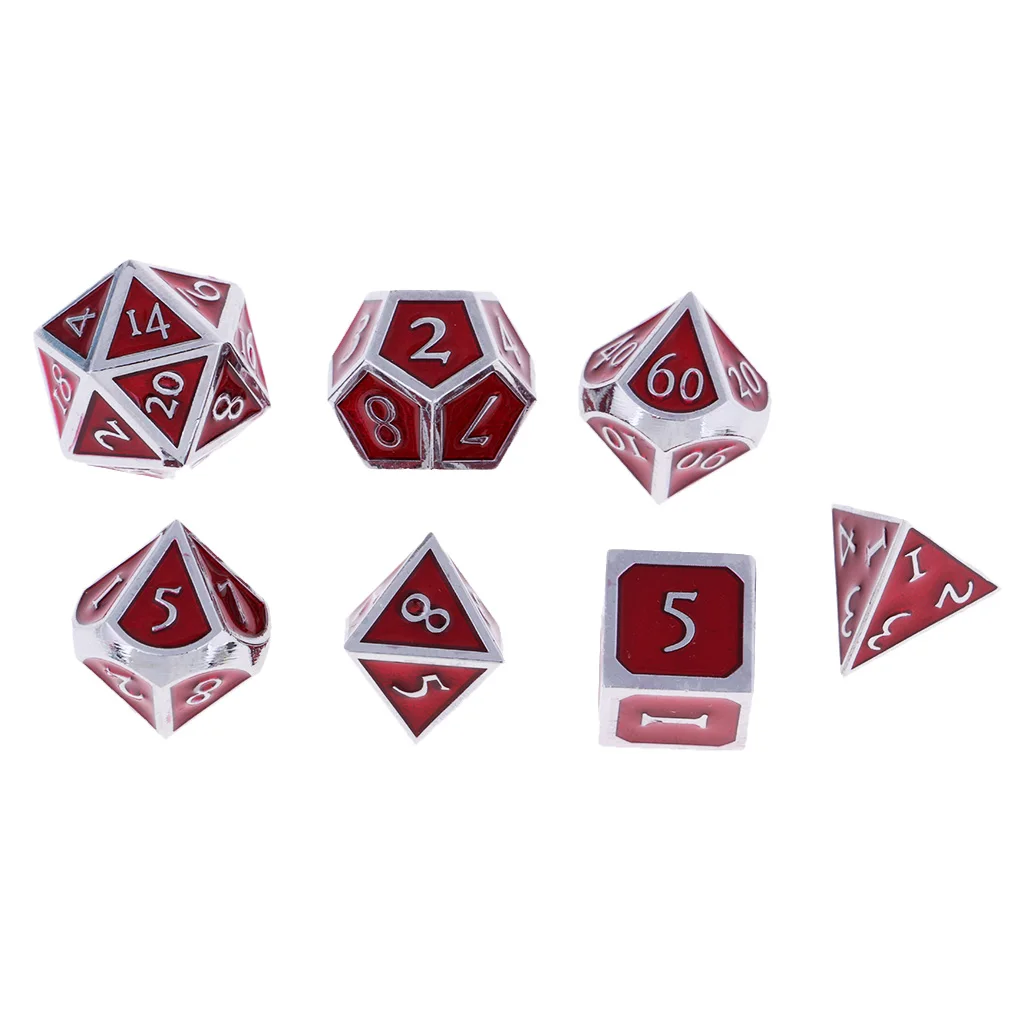 Board Gaming Dices Set of 7 Dice Poly Polyhedral Dice D4 D6 D8 D10 D12 D20 for Role Cup Player 