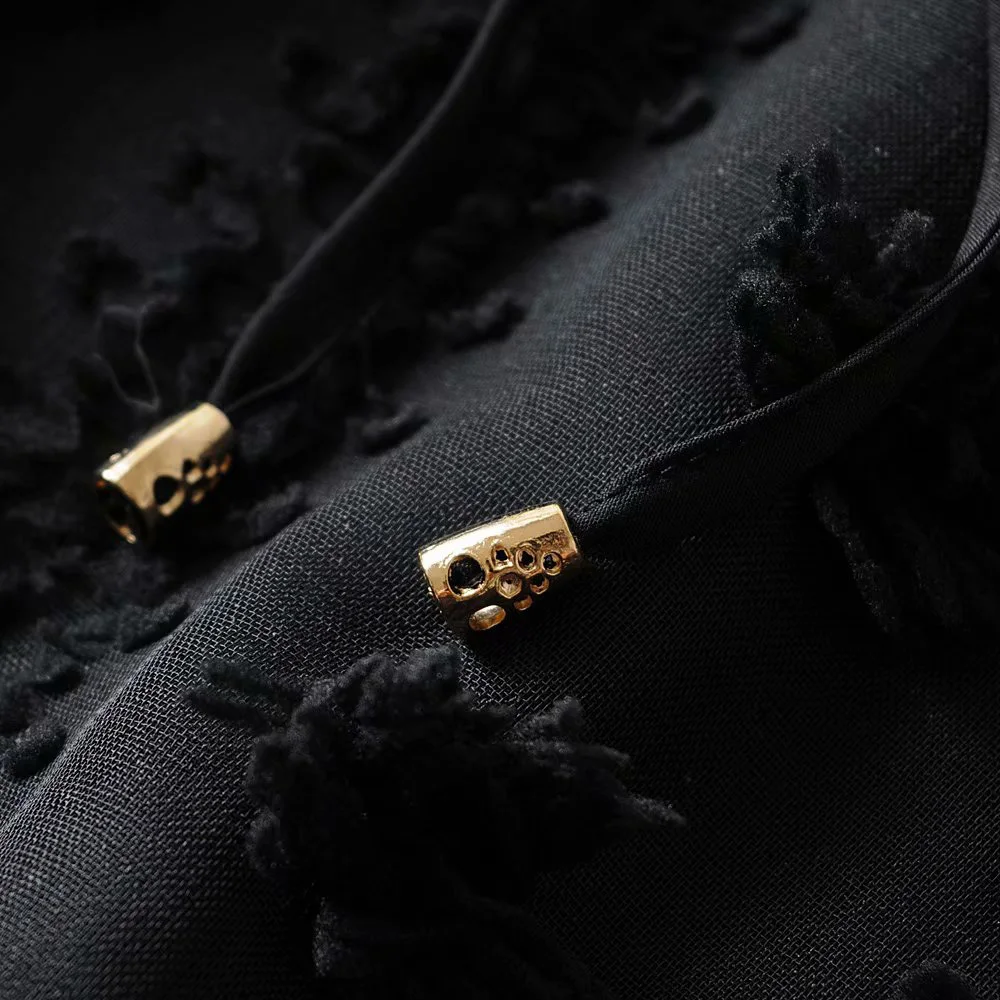 Сексуальные Платья женские черные Осень Зима с длинным рукавом Boho A Line Ruffle вечерние платья с поясом галстук Vestidos модное платье D