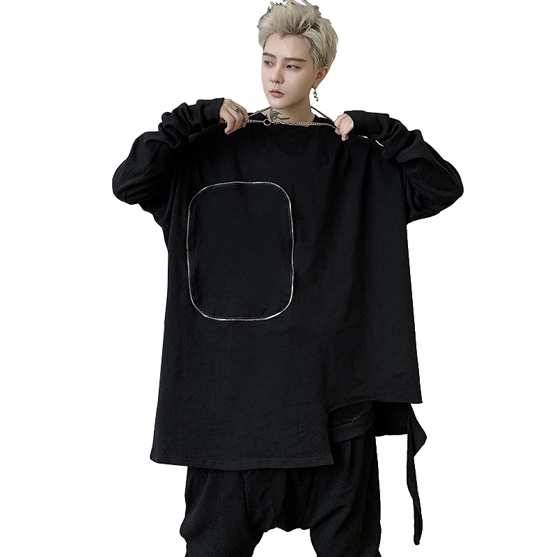 

Men's T-shirt Spring and autumn wear loose T-shirt men's casual long sleeve punk gothic high Street hip hop Yamamoto style