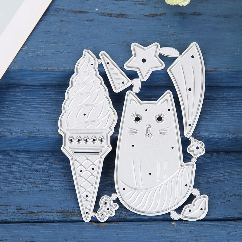

Ice Cream Cat Metal Cutting Dies Stencils For DIY Scrapbooking Decoration Embossing Supplier Handcraft Die Cut 2019