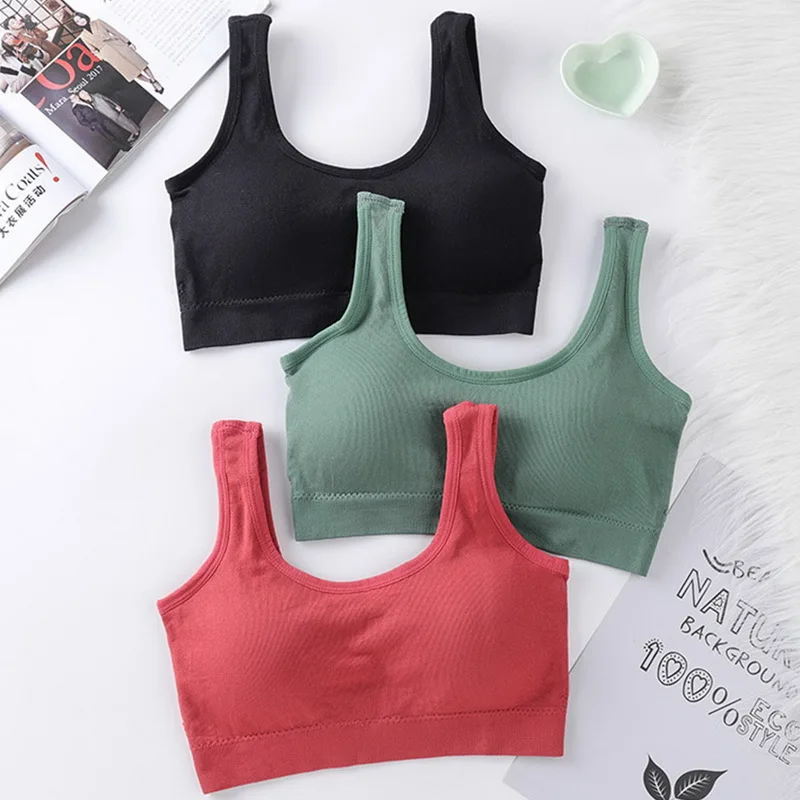 

Girl Wireless Solid Sports Underwear Light Proof Bra Closure Seamless Push Up Sponge Cushion Underwear Lingerie Brassiere