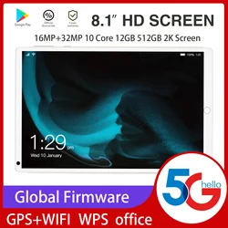 Tablette PC de 8.1 pouces, avec WIFI, GPS, Google Play, WPS Office, android 11, 10 cœurs, 8800mAh, caméra 32mp, 12 go de RAM, 512 go de ROM, meilleures ventes 