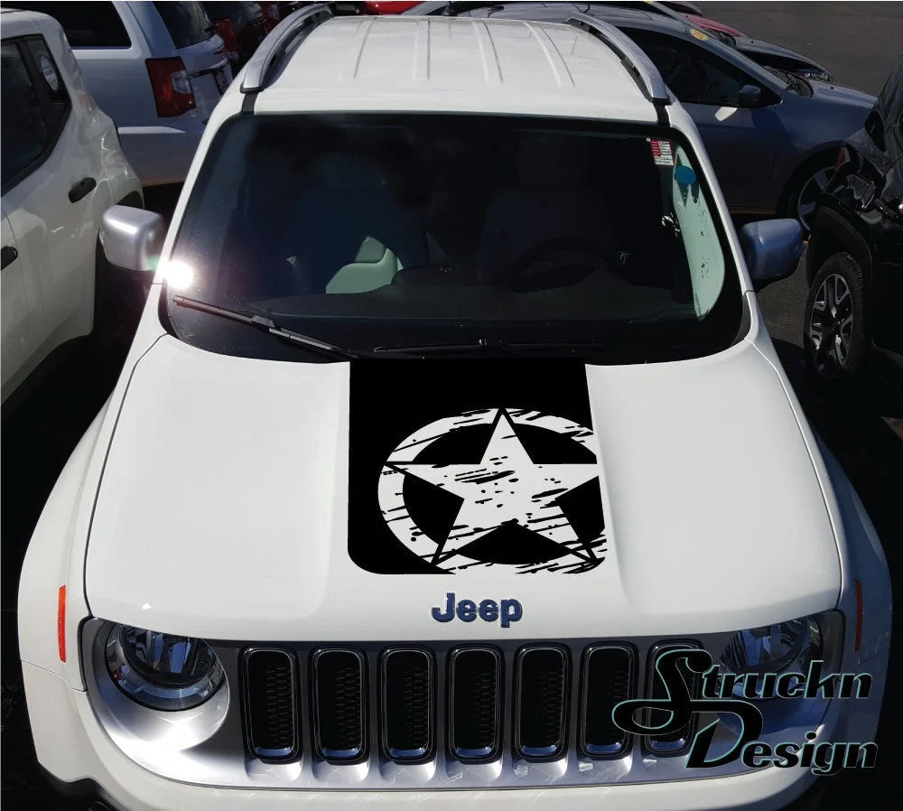 

For Renegade Hood Army Star Distressed Graphic Vinyl Decal Sticker Reflective