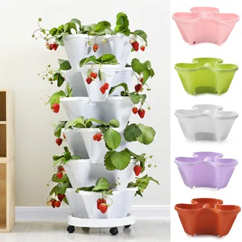

3D Flower Pot Strawberry Basin Multi-layer Superimposed Corrosion Resistant Not Easily Deformed QJS Shop
