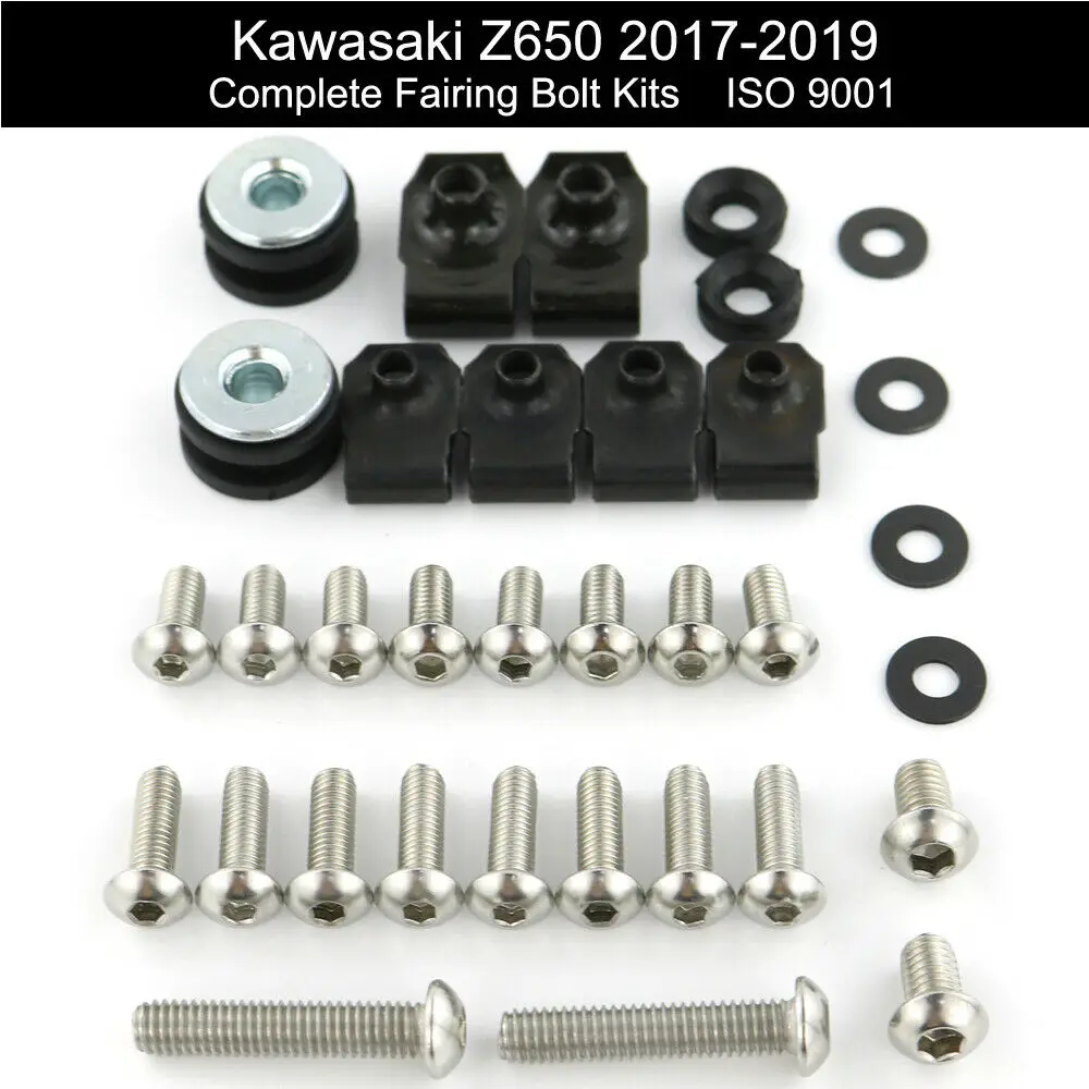 

For Kawasaki Z650 2017 2018 2019 Motorcycle Complete Cowling Fairing Bolts Kit Speed Nuts Stainless Steel Z650 2017-2019