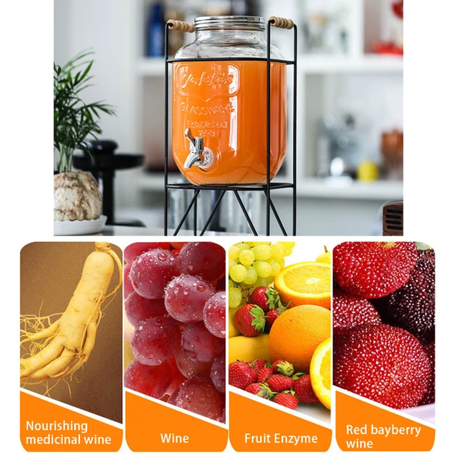 4L Glass Mason Jar Party Juice Dispenser Glass Drink Beverage