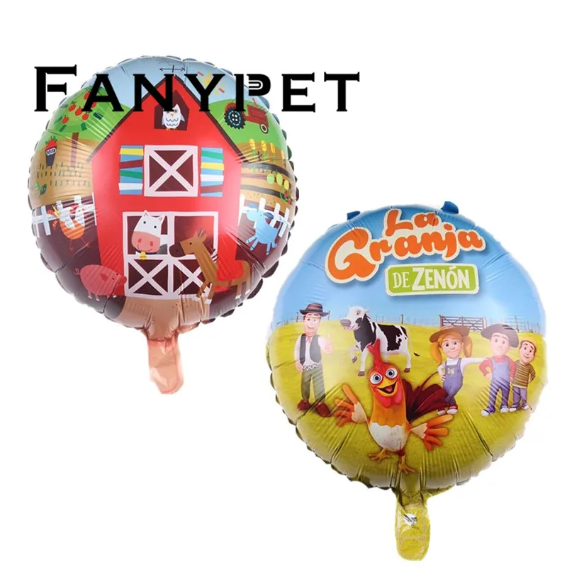 

50pcs New 18-inch Round Cartoon Aluminum Balloon Farm Theme Children's Holiday Party Layout Decorative Balloons Wholesale