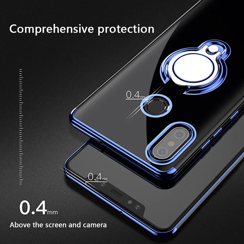 Автомобильный магнитный держатель чехол для телефона для Xiaomi Mi 8 Lite 8 SE Pro Max 3 покрытие прозрачные чехлы чехол с держателем-кольцом для пальца чехол