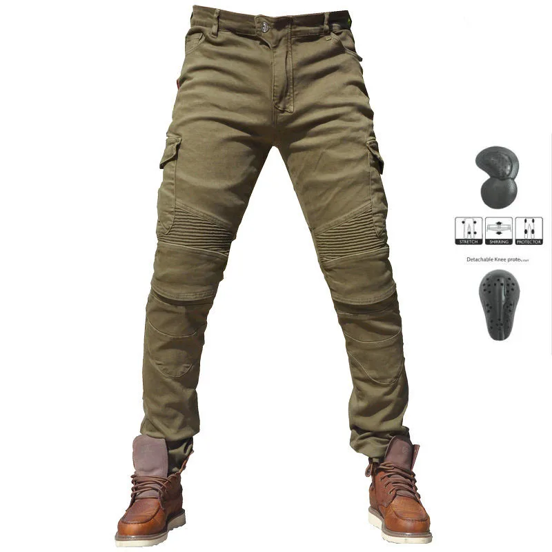 army green A Новинка, джинсы KOMINE UBS06, для отдыха, для мотоцикла, мужские джинсы для улицы, для бездорожья/велосипедные штаны с более мягкой защитой, Экипировка для мужчин - Цвет: army green A