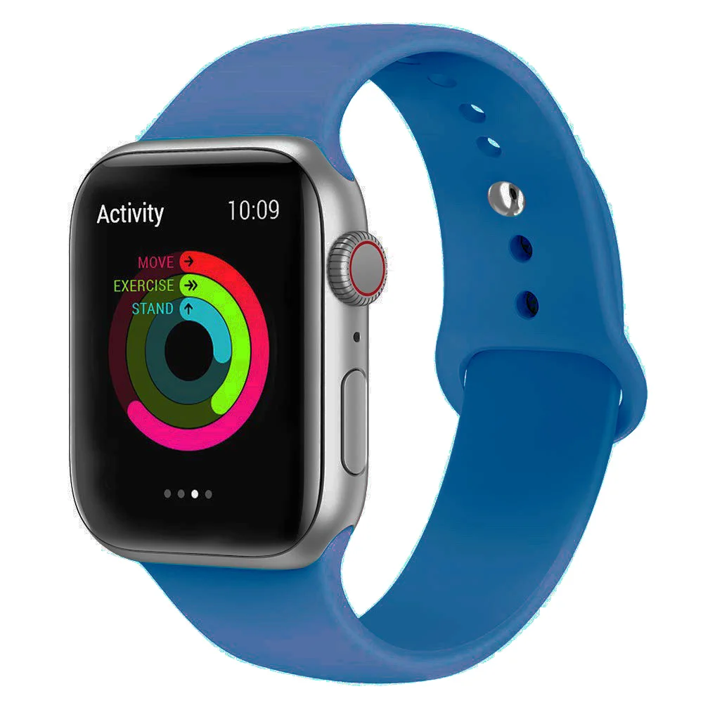 Силиконовый ремешок для наручных часов Apple Watch, 42 мм, 38 мм, Версия 44 мм 40 мм резиновый браслет Ремешки черный ремешок наручных часов Iwatch серии 5/4/3/2/1 браслет - Цвет ремешка: ocean blue