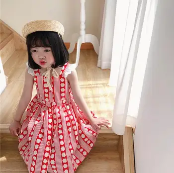 

2020 Korea Style Girls Plaid Dress Fashion Cotton Summer Girls Vest Dresses 1-7 Years QH515
