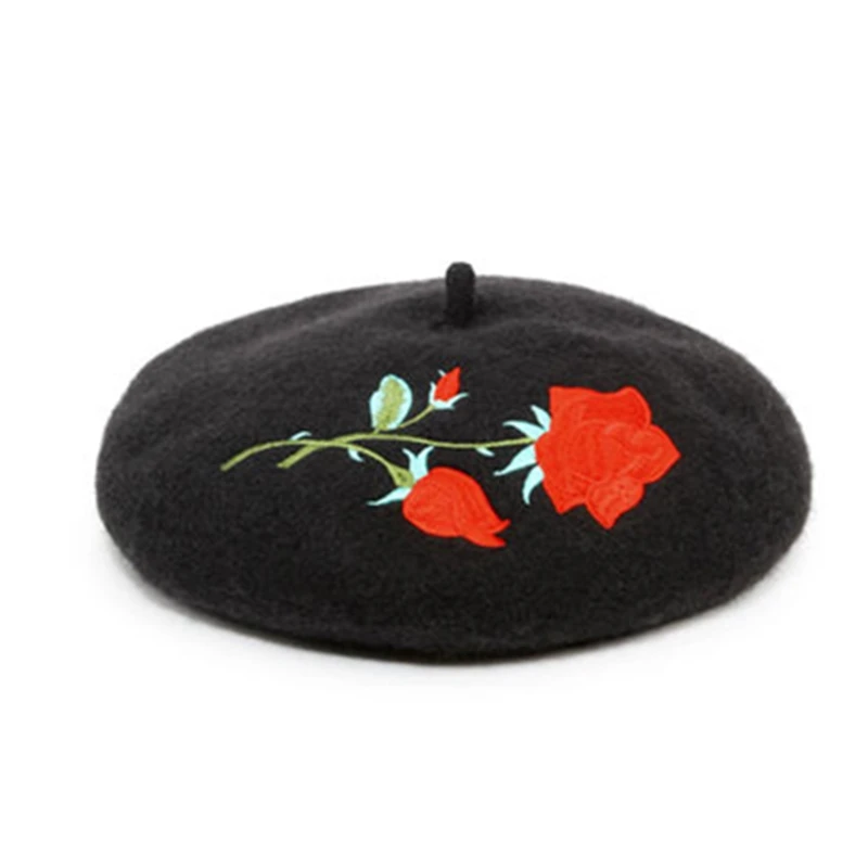 beret hat DIY handmade wool hat flower 
