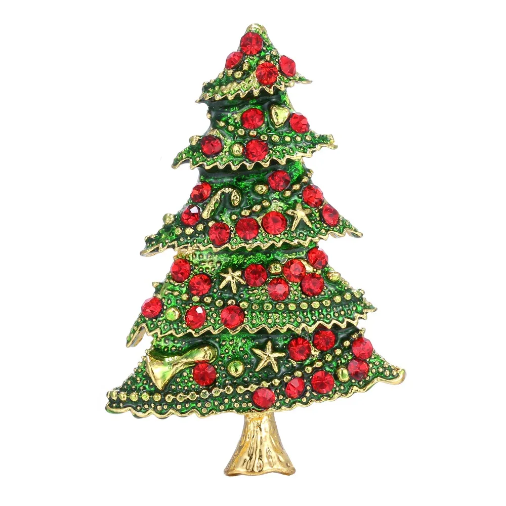 Rinhoo модная Рождественская бижутерия для декорирования со стразами в виде рождественской елки броши и булавки для женщин эмаль Рождественский праздничный значок подарок
